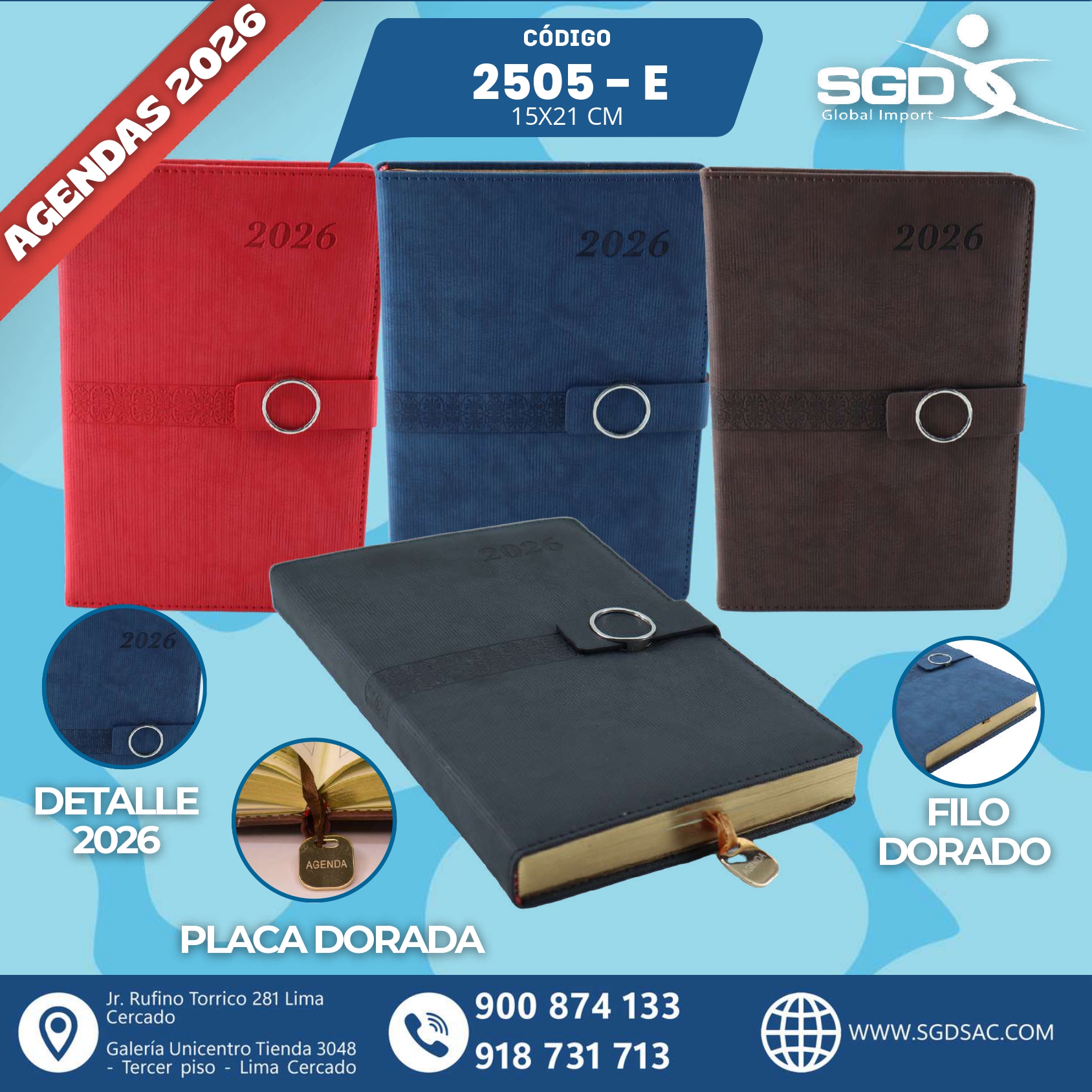 Agenda 2026 con placa dorada